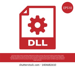 Red DLL file document icon. Download dll button icon isolated on white background. DLL file symbol. Vector Illustration