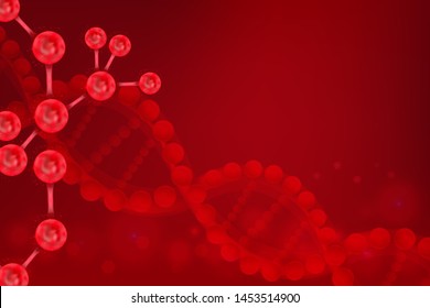 Red DNA Background With Copy Space, Illustration Vector.