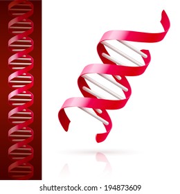 Red DNA background. Science or medicine concept