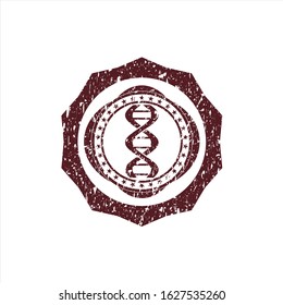 Red dna icon inside grunge style stamp
