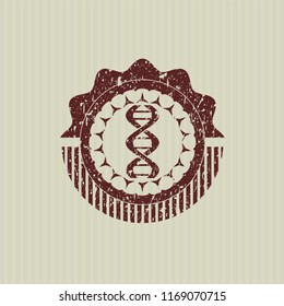 Red dna icon inside rubber grunge texture stamp
