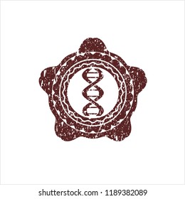 Red dna icon inside rubber seal
