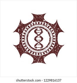 Red dna icon inside rubber grunge seal