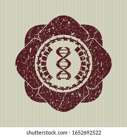Red dna icon inside rubber stamp