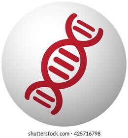 Red Dna icon on white ball
