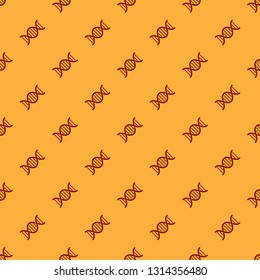 Red DNA symbol icon isolated seamless pattern on brown background. Flat design. Vector Illustration