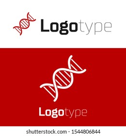 Red DNA symbol icon isolated on white background. Logo design template element. Vector Illustration