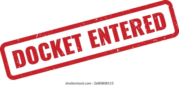 Red Docket Ente Grunge Rubber Stamp on White Background Indicating Case Logged