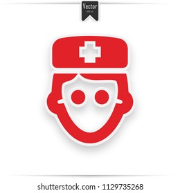 Red doctor icon. Doctor vector icon isolated on white background. Doctor vector sign