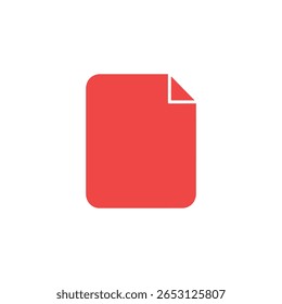 Icono de documento rojo con esquina doblada sobre un fondo blanco que representa el concepto de archivo o página. Diseño plano simple. Usa este gráfico en tu trabajo de hoy.