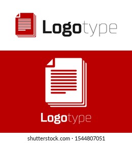 Red Document icon isolated on white background. File icon. Checklist icon. Business concept. Logo design template element. Vector Illustration