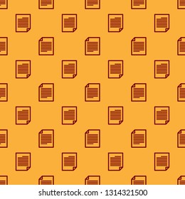 Red Document icon isolated seamless pattern on brown background. File icon. Checklist icon. Business concept. Vector Illustration