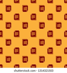 Red Document icon isolated seamless pattern on brown background. File icon. Checklist icon. Business concept. Vector Illustration