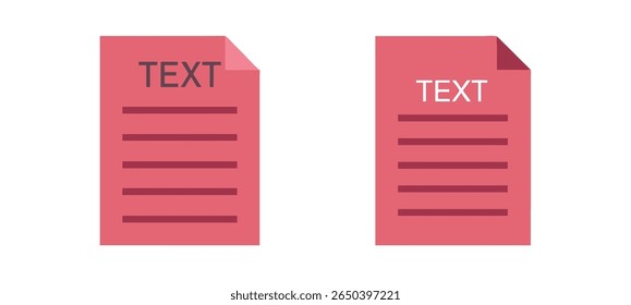 Documentos vermelhos com a palavra "TEXT" e várias linhas