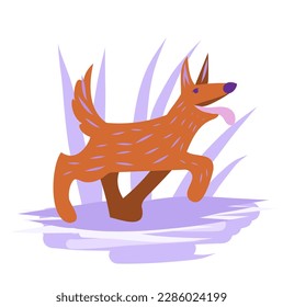 red dog in the background. vector illustration of a pet