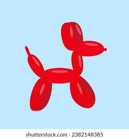 Red dog balloon isolated on blue background. Vector illustration for your design