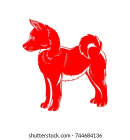 Red dog with a beautiful pattern on a light background