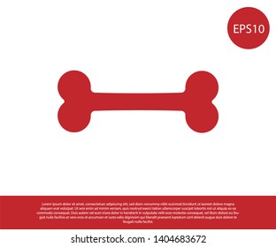 Red Dog bone icon isolated on white background. Pets food symbol. Vector Illustration