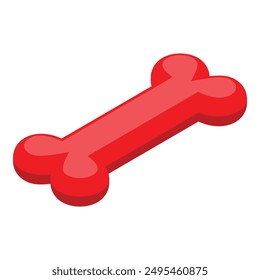 Red dog bone lying on white background, simple 3d illustration for pet shops or animal welfare associations