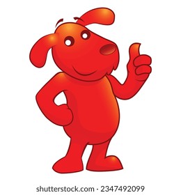 red dog cartoon character thumbs up