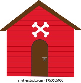 Red dog house, illustration, vector on white background.