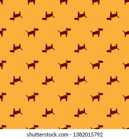 Red Dog icon isolated seamless pattern on brown background. Vector Illustration