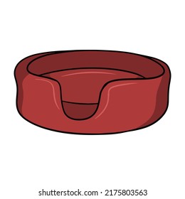 Red dog litter, comfortable soft lounger, vector illustration in cartoon style on a white background