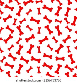 Red dog treat seamless pattern. Bone seamless pattern with white background.