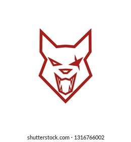 Red dog wolf head with scar eye. Can use for logo, mascot, or icon