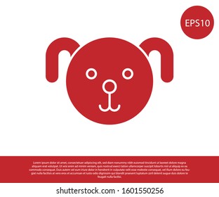 Red Dog zodiac sign icon isolated on white background. Astrological horoscope collection.  Vector Illustration