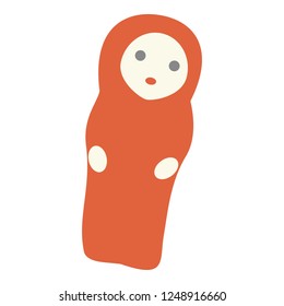 Red doll icon. Flat illustration of red doll vector icon for web design