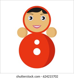 Red doll on white background