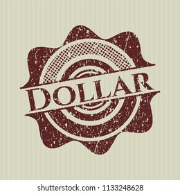 Red Dollar distressed rubber stamp