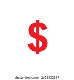 Red dollar sign silhouette vector flat illustration design.