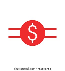 Red dollar vector icon on white background