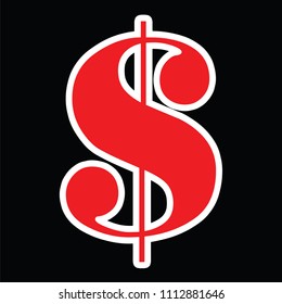 red dollar vector on black background - dollar sign illustration
