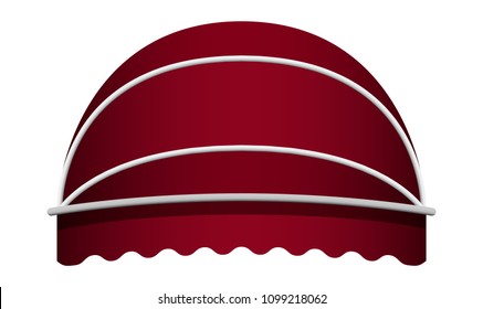 Red dome awning mockup. Realistic illustration of red dome awning vector mockup for web design isolated on white background