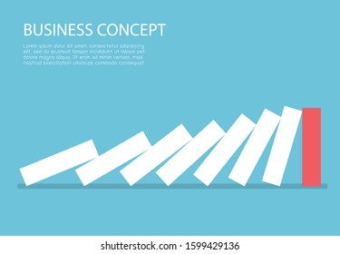 red domino different idea leader on blue background. problem solving concept. vector illustration in flat design. business and finance. business strategy to success.