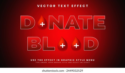 Rojo Donar Sangre efecto de estilo de texto editable