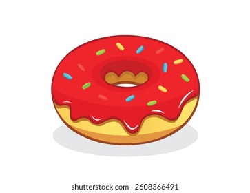 red donut dessert vector illustration