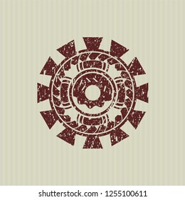 Red donut icon inside grunge stamp