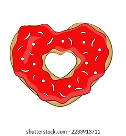 Red donut in shape of a heart