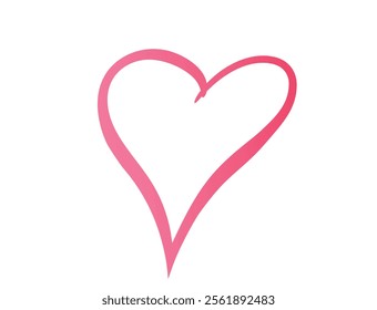 Red doodle heart image. Love, romantic and valentines design element. Isolated vector image