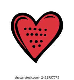Red doodle heart isolated on white background. Hand drawn love heart. Vector illustration for any design
