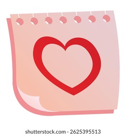 Red doodle heart on a pink sticky note representing love, romance and valentine's day