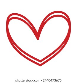 Red doodle hearts vector illustration isolated on white background.