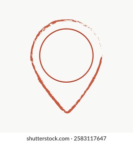 Red doodle location pin vector. Travel element vector illustration.
