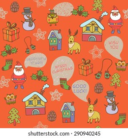  red doodle seamless vector christmas pattern 