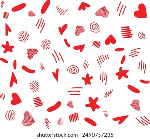 Red Doodle Shapes Seamless Pattern