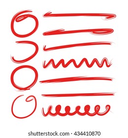 red doodle underlines and circle highlighters